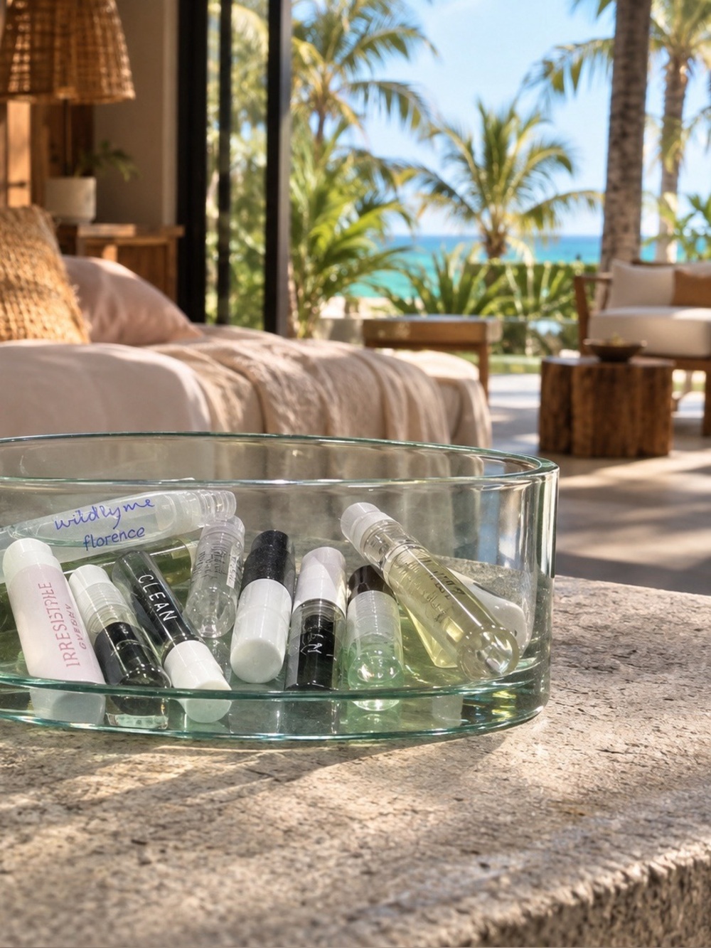 Teal Glass with Designer Beach Fragrances
